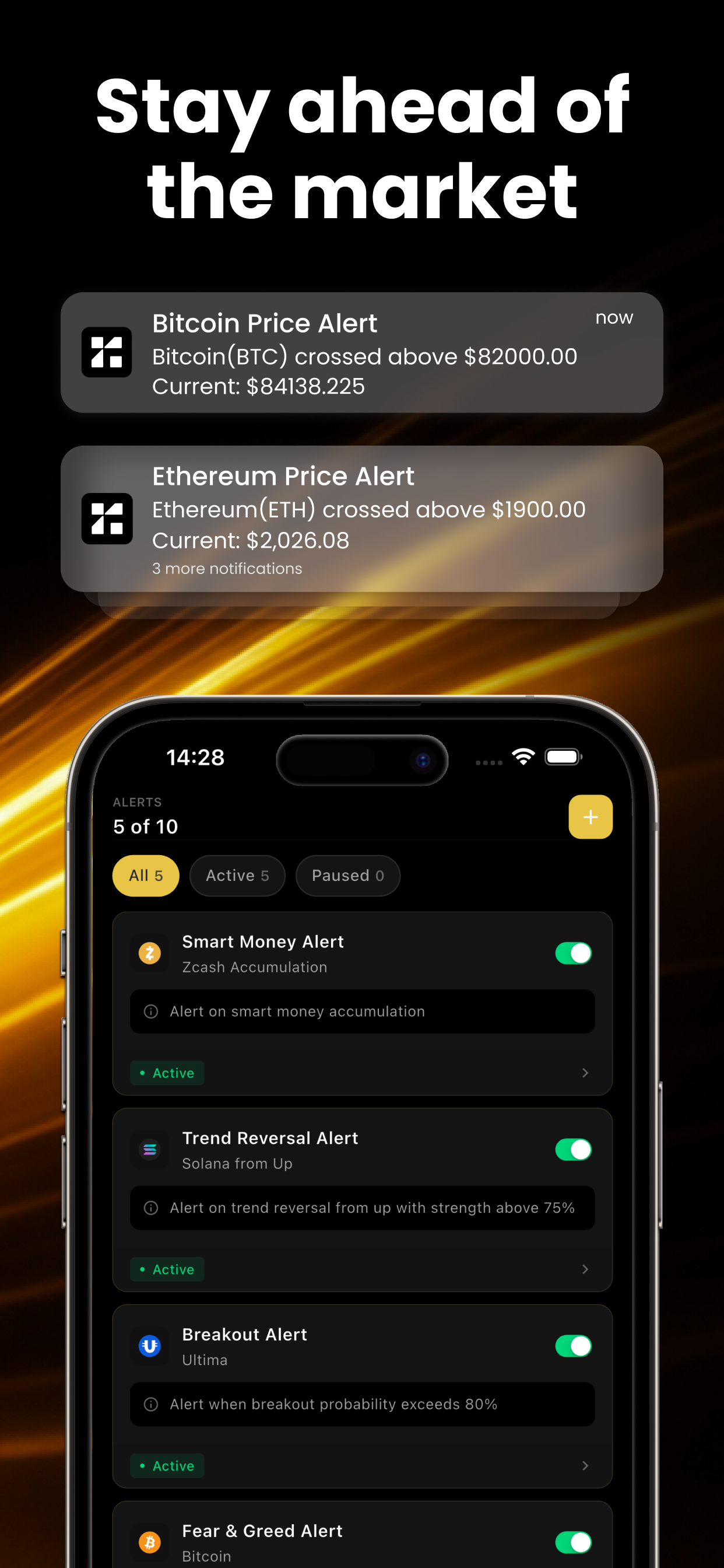 Takip edilen bir coinde akıllı fiyat uyarısı tetikleniyor